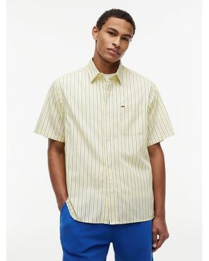 Tommy Hilfiger Relaxed Fit Stripe Short Sleeve Shirt - White