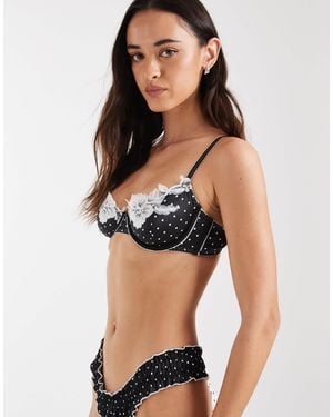 KAT THE LABEL Norma Underwired Polka Dota Bra - Black