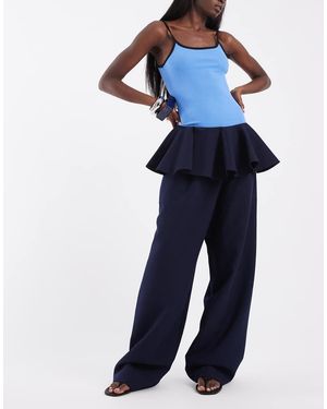 ASOS Tailored Low Waist Skirted Trousers - Blue