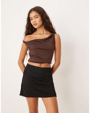 ASOS Ruched Detail Mesh Mini Skirt - Black