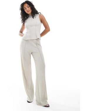 Vero Moda Textured Jersey Seam Front Trouser Co-ord - White