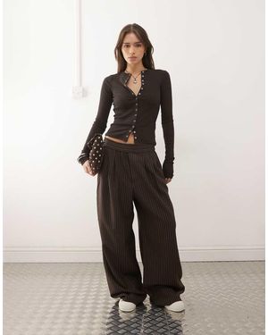 Collusion Gestreepte Broek Met Elastische Taille - Naturel