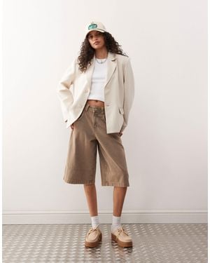 Collusion Oversized Woven Blazer With Cinch Back - Natural