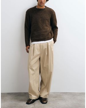 CERNUCCI Pleated Barrel Leg Pants - Natural