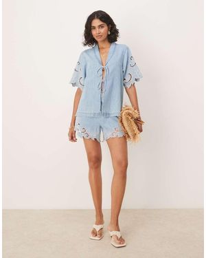 ASOS Soft Denim Crochet Short - Blue