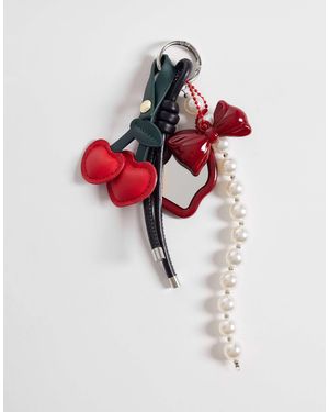 Pieces Cherry Mutli Bag Charm With Mirror - Red