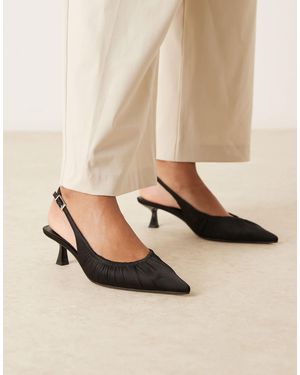 ASOS Serenity Ruched Slingback Kitten Heel Shoes - Natural