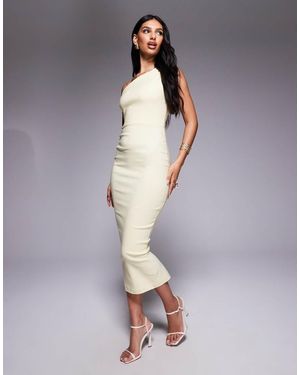 Vesper Vestido Semilargo Limón Ajustado Y Asimétrico De Bengalina De - Gris
