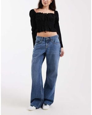 Hollister Low Rise Baggy Jeans With Adjustable Waist - Blue