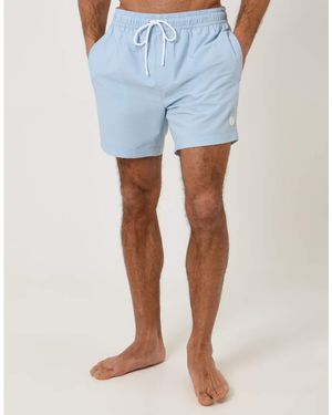 Threadbare Drawcord Waist Seersucker Swim Shorts - Blue