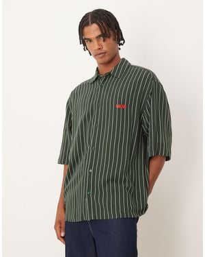 ASOS Oversized Shirt With Chest Embroidery - Green