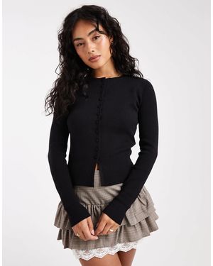 Threadbare Button Through Compact Cardigan - Black