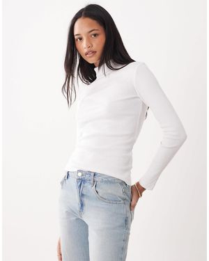 Brave Soul Long Sleeve Ribbed Rollneck Top - White