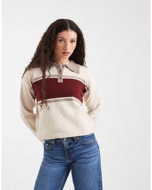 New Look Colour Block Polo Jumper - Blue