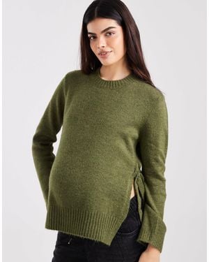 Mama.licious Mamalicious Maternity Tie Side Knitted Sweater - Green