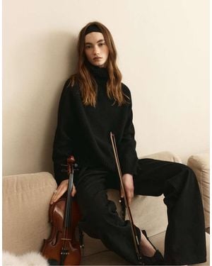 Stradivarius D92 Straight Wide-leg Jeans - Black