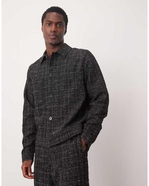 ASOS Chaqueta Negra Estilo Camisa De Bouclé De (Parte De Un Conjunto) - Negro