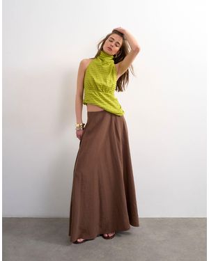 TOPSHOP Full Circle Cupro Maxi Skirt - Brown