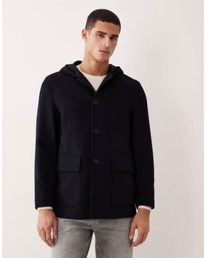 Mango Wool Mix Mid Length Coat With Hood - Black