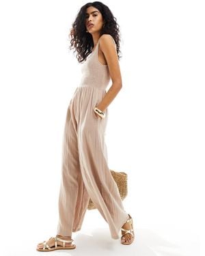 ASOS Scoop Neck Wide Leg Jumpsuit - Metallic