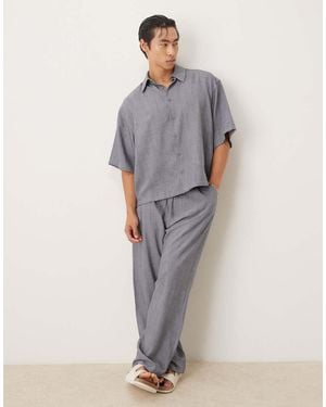 ASOS Co-ord Straight Leg Textured Trousers - Grey