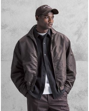 ASOS Oversized Bomber Jacket With Funnel Neck - Brown