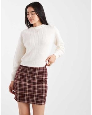 New Look Check Tube Mini Skirt - White
