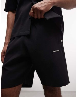 PEGADOR Troy Plissee Shorts Co-ord - Black