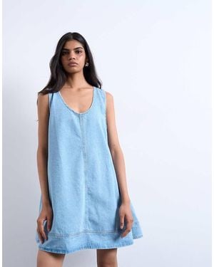 TOPSHOP Denim Swing Dress - White