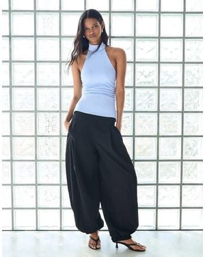 Bershka Gathered Halter Neck Top - Blue