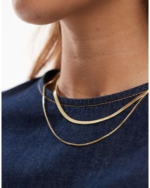 Pieces Two Chain Necklace - Blue