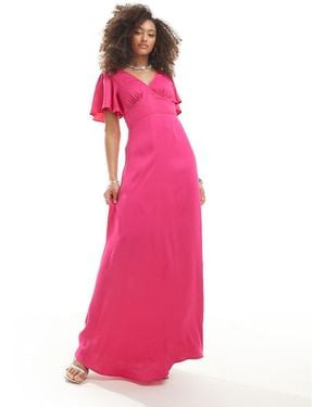 Maids To Measure Bridesmaid Flutter Sleeve Maxi Dress - Pink