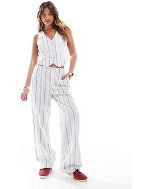 Stradivarius Co-ord Tailored Linen Look Trouser - White