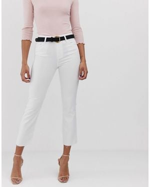 Stradivarius Jeans bianchi dritti con fondo grezzo - Bianco