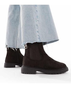 New Look Faux Suede Chunky Chelsea Boot - Black