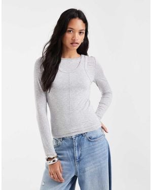 Vero Moda T-Shirt A Maniche Lunghe Con Sovrapposizione Effetto Canotta - Bianco