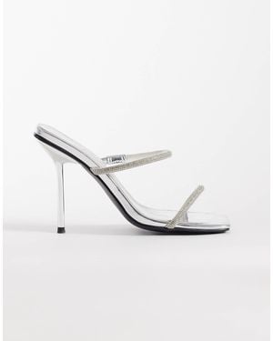 Public Desire Embellished Heeled Mule Sandals - White