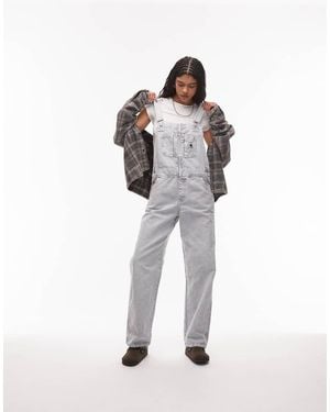 Carhartt Bib Overall Straight Leg Denim Dungarees - White