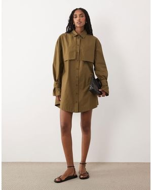 ASOS Utility Trench Shirt Mini Dress - Natural