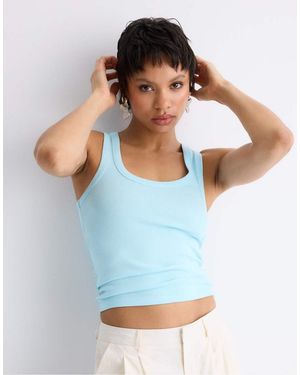 Stradivarius Ribbed Racerback T-shirt - Blue