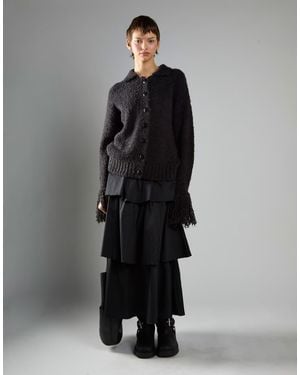 Glamorous Fringe Cuff Button-Front Cardigan - Black