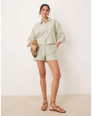 Jdy Cheesecloth Shorts Co-Ord - Natural