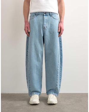 TOPMAN – barrel-leg-jeans aus festem denim - Blau