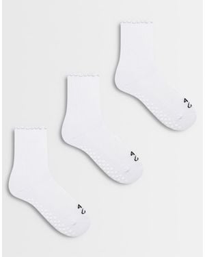 4505 Pack De 3 Calcetines De Pilates Con Agarre Antideslizante Y Borde Ondulado En - Neutro