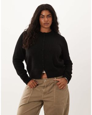 ASOS Asos design curve – figurbetonte strickjacke aus wollmix - Schwarz