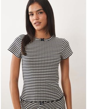 ASOS Striped Pointelle Baby Tee - Black