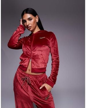 Nike Velour Zip Through Hoodie - Red