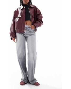 Pieces Silke Mid Rise Wide Leg Jeans - Red