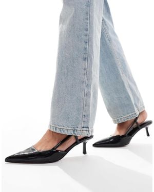 ASOS Strike Slingback Kitten Heeled Shoes - Gray