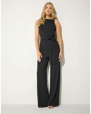 Long Tall Sally Belted Wide Leg Jumpsuit - Black